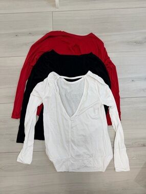 Athleta + GAP Fit 3 Piece BUNDLE Long Sleeve Athleisure Tops Sz M Open Back